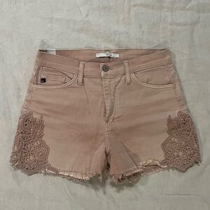-KanCan Lace Pink Jean Shorts-